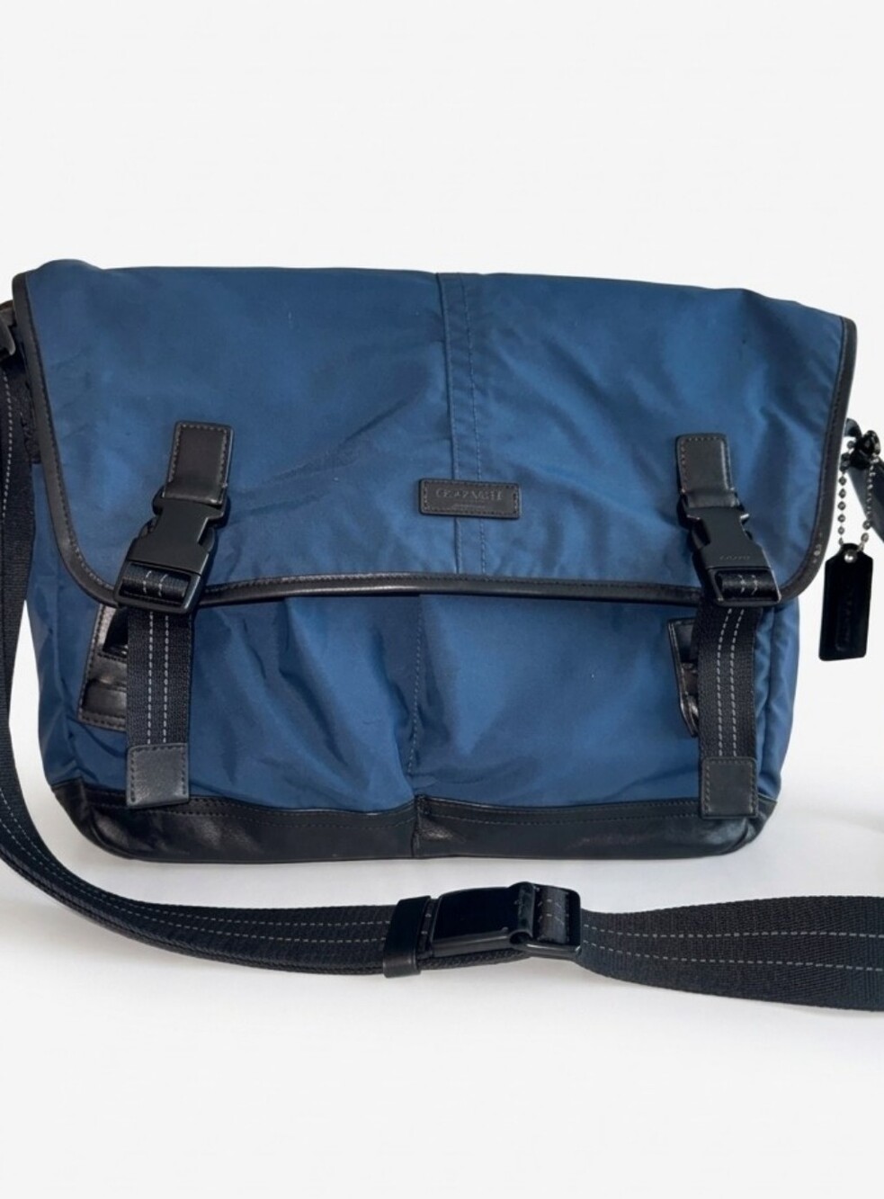 Coach Blue Nylon Messenger Bag EUC